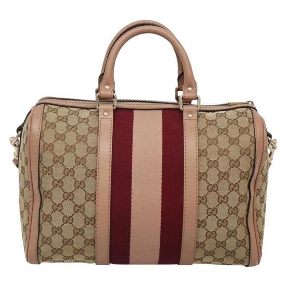GUCCI GG Canvas Hand Bag 2way Beige Gold 247205 Auth BA5153 - Picture 3 of 16
